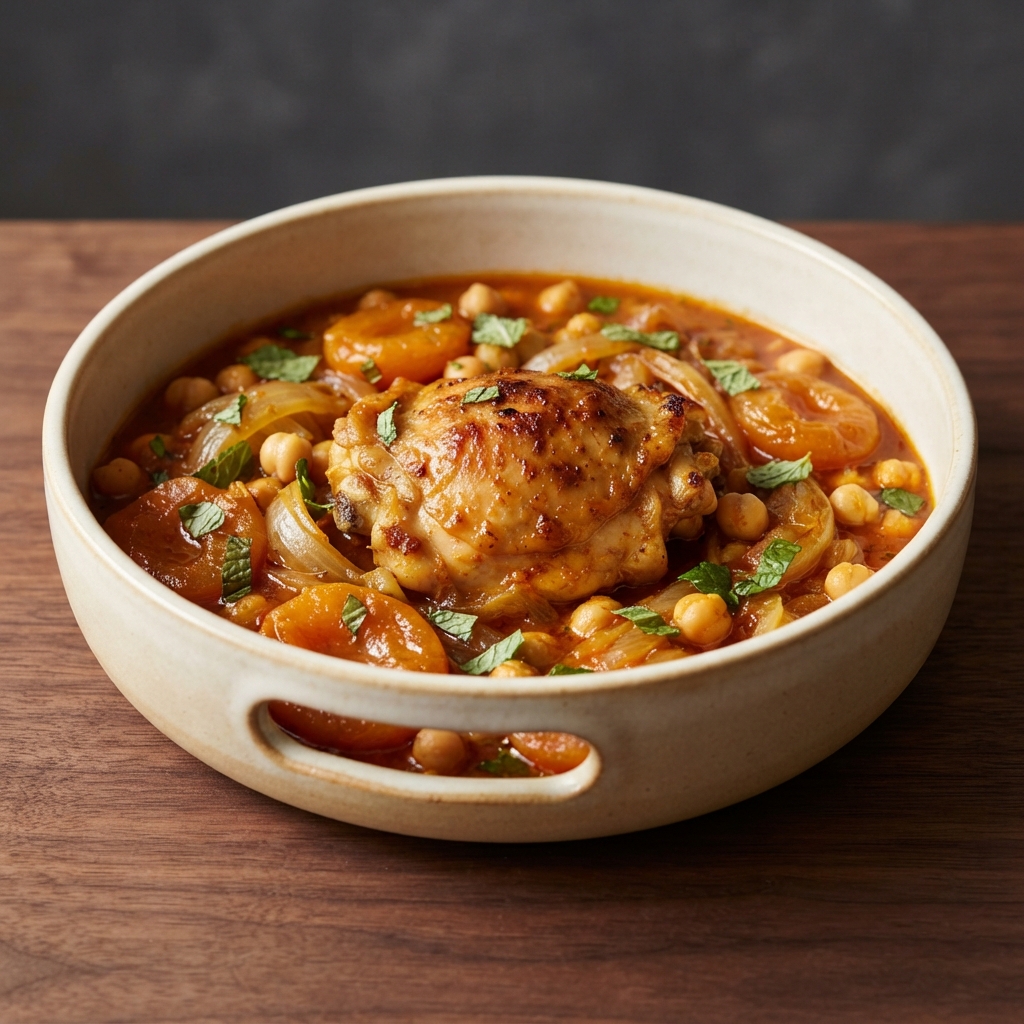 Pressure Cooker Chicken Tagine with Apricots and Chickpeas
