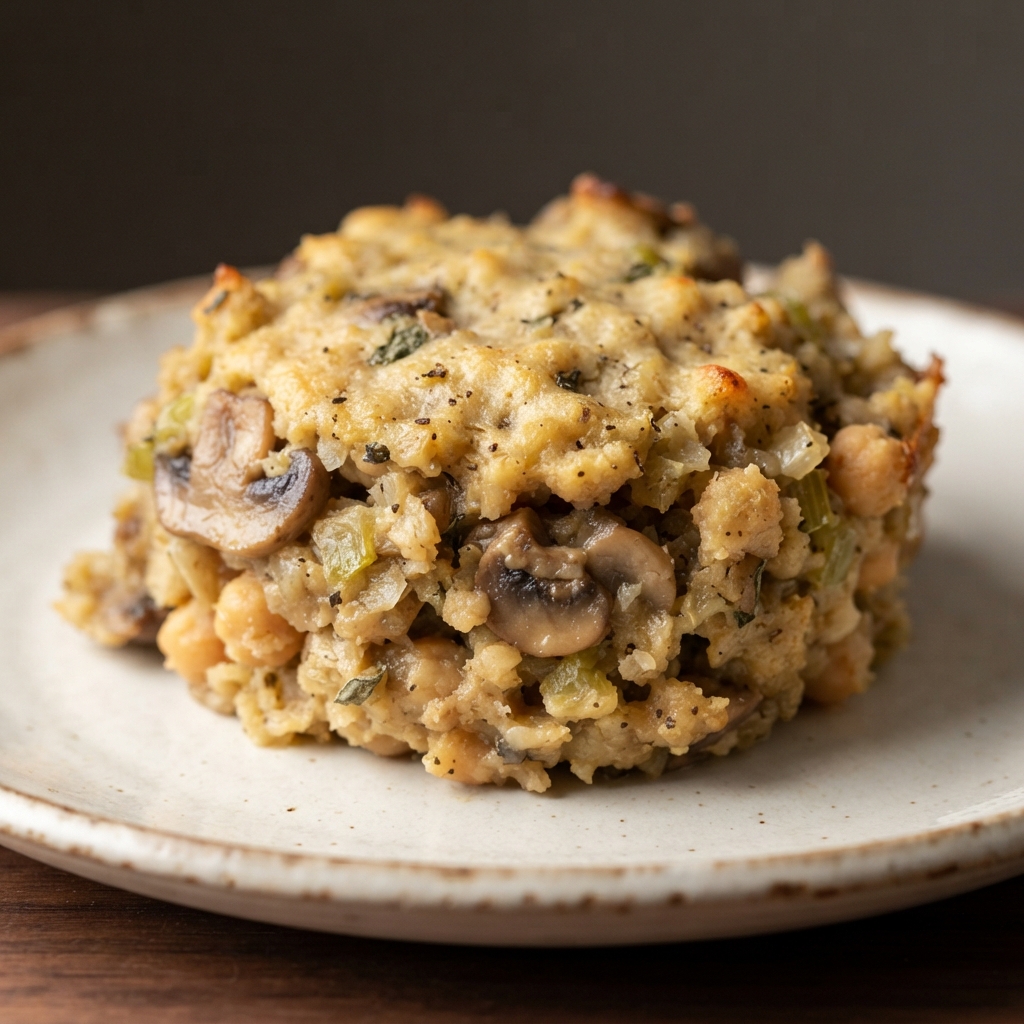 Chickpea Mushroom Stuffing (No-Bread)