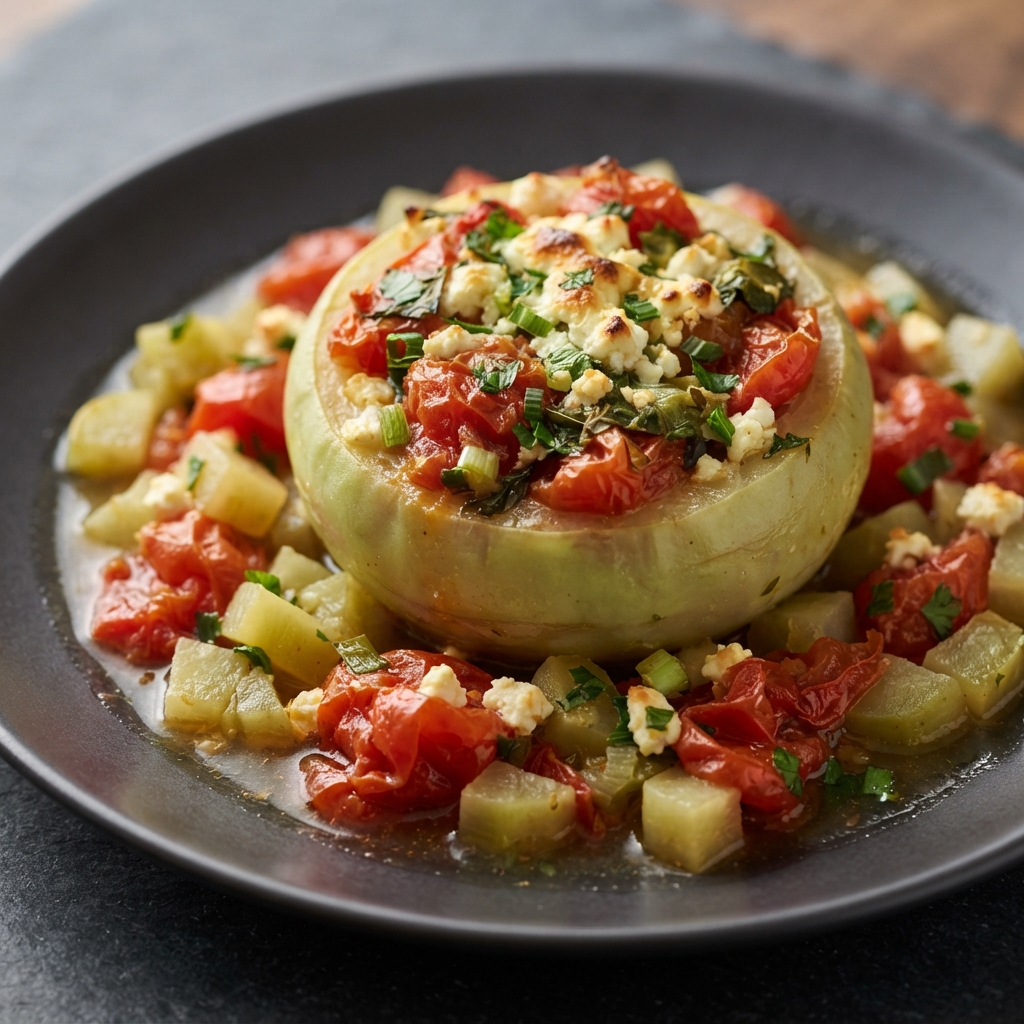 Tomato and Feta–Filled Kohlrabi