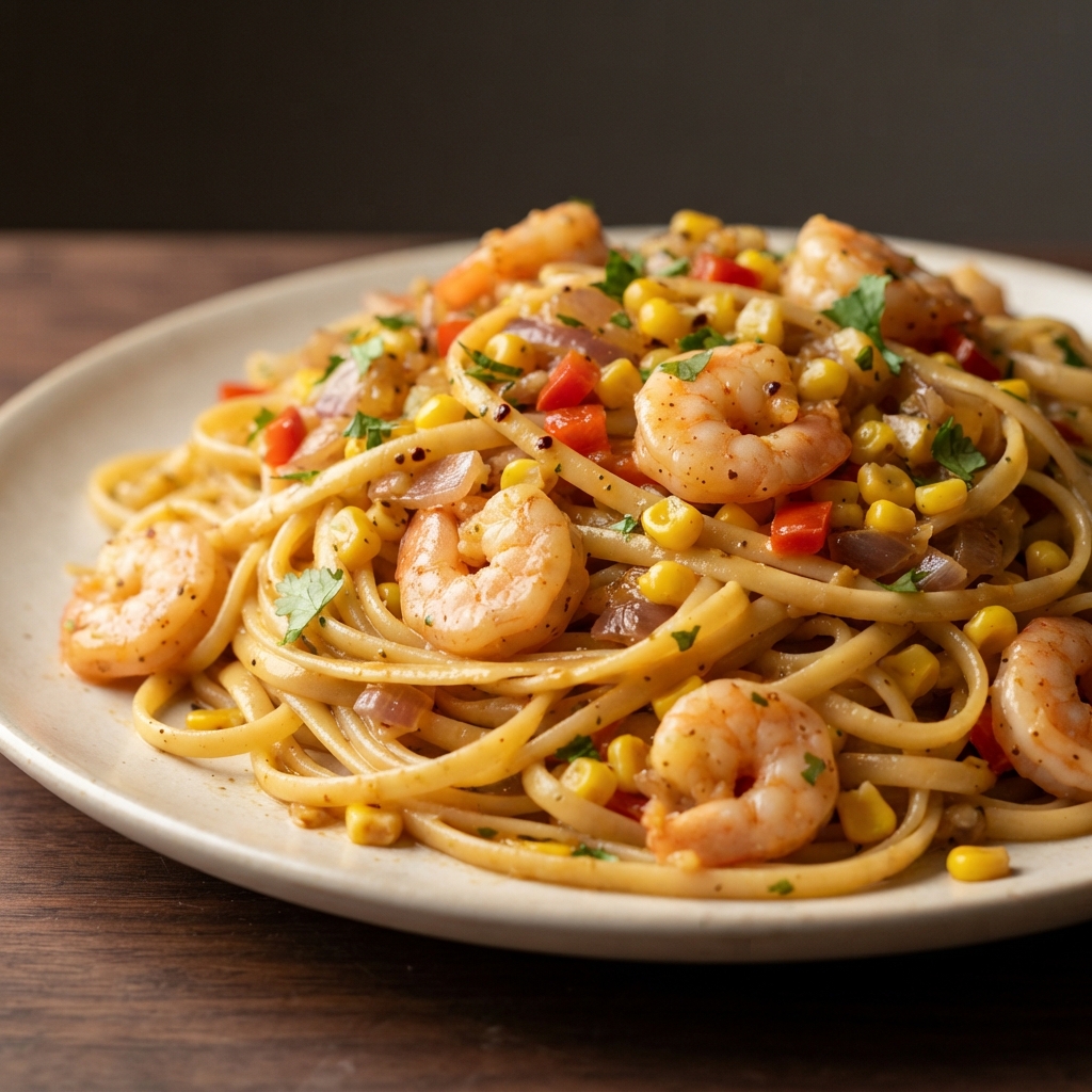 Cajun Shrimp and Corn Linguine