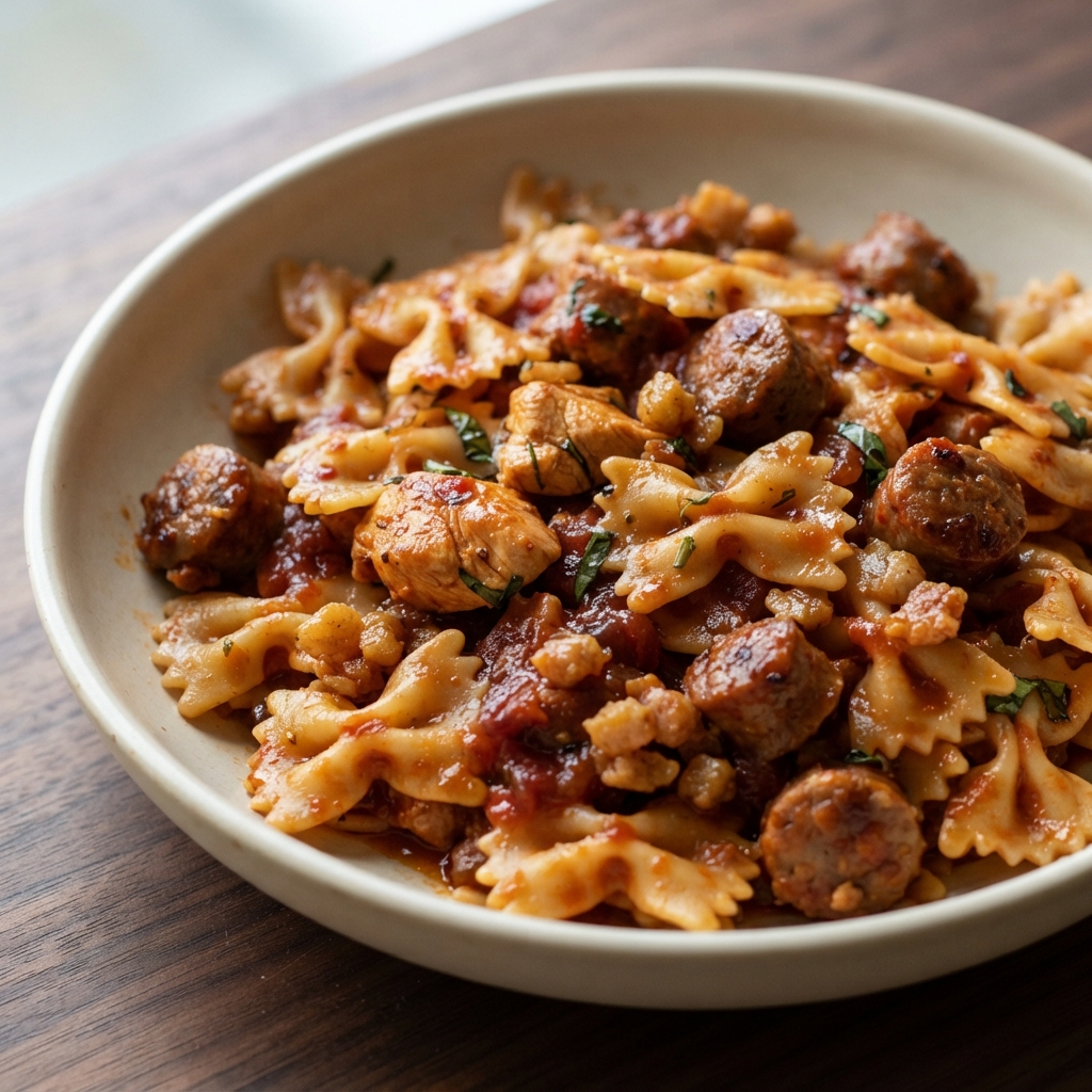 Chicken and Sausage with Bowties