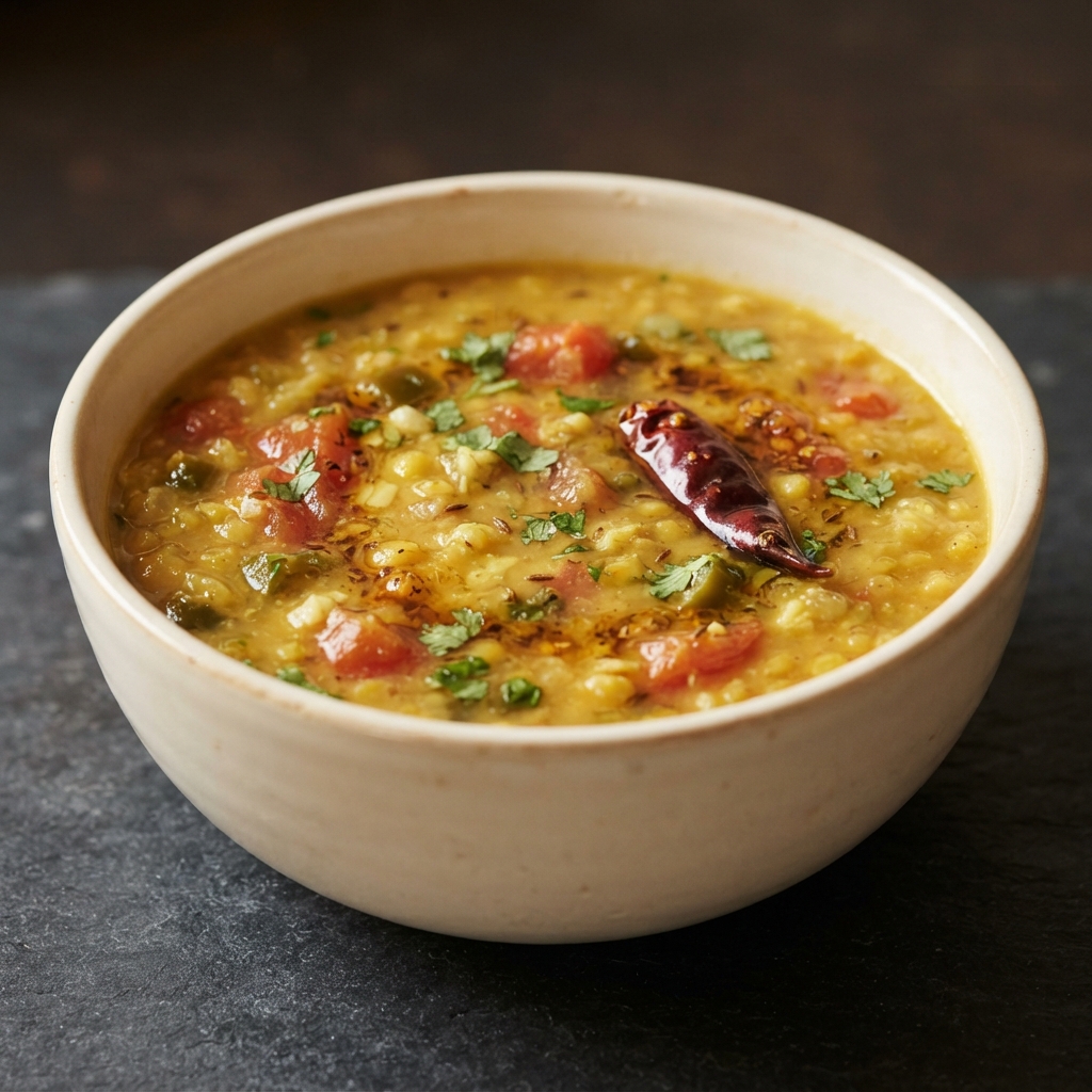 Spiced Moong Dal with Tomato and Ginger