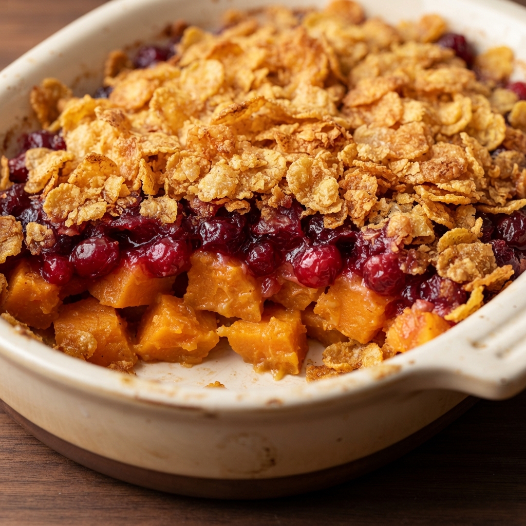 Sweet Potato and Cranberry Cornflake Casserole