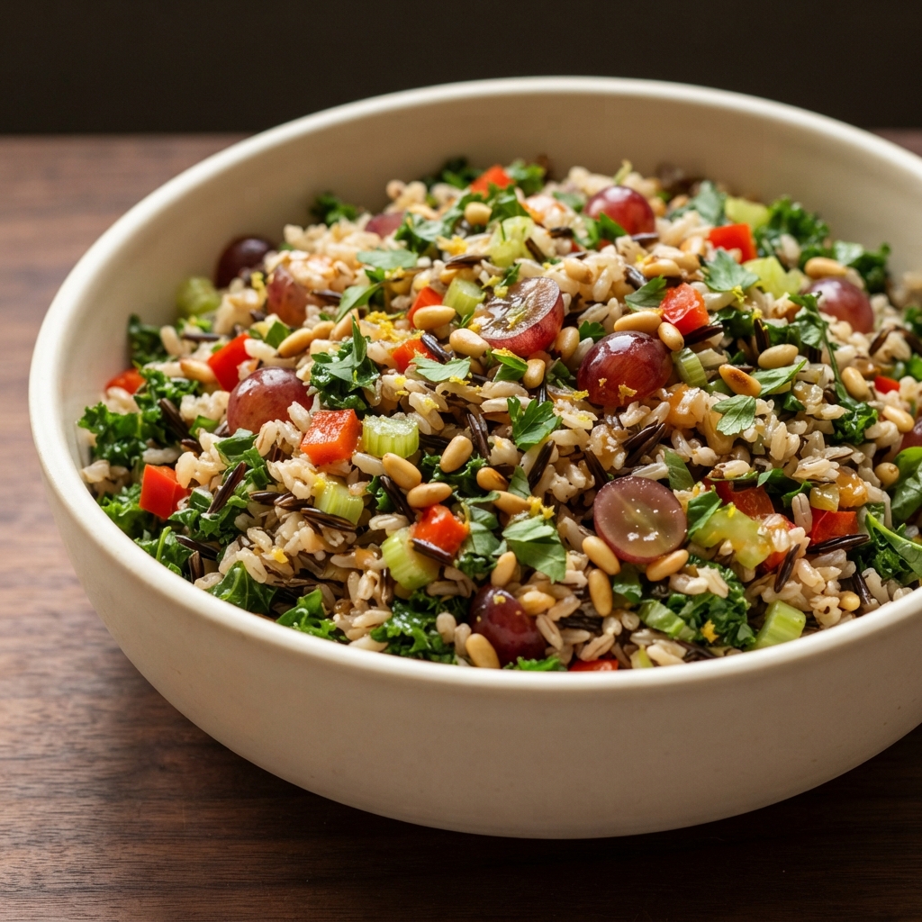 Wild & Brown Rice Kale Salad with Grapes