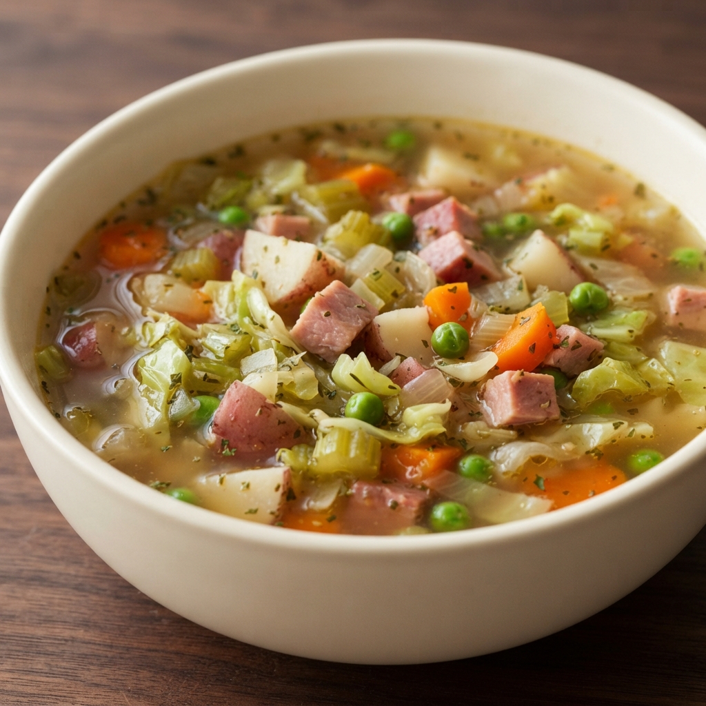 Rustic Ham and Cabbage Potato Soup