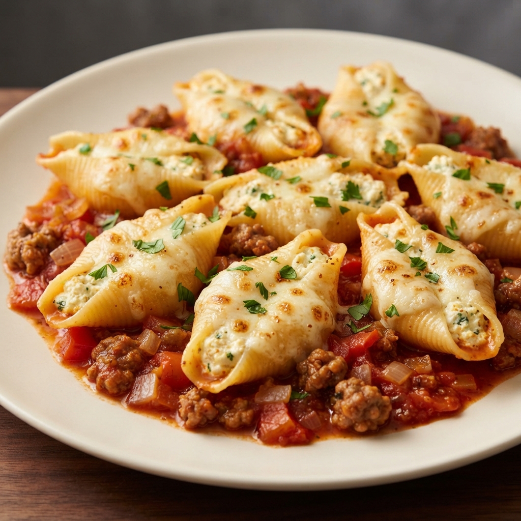 Creamy Italian Sausage–Stuffed Jumbo Shells