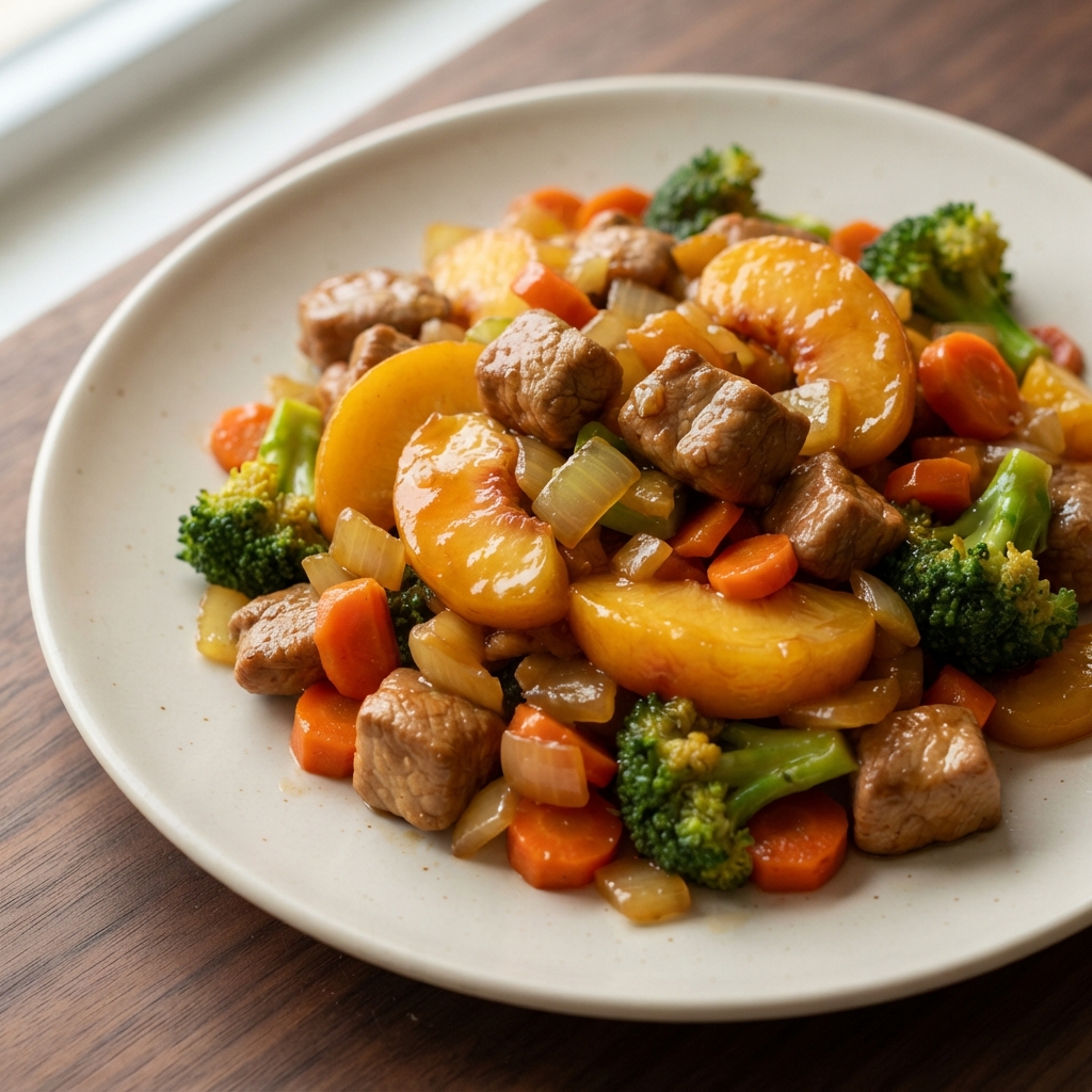 Peachy Pork and Veggie Stir-Fry