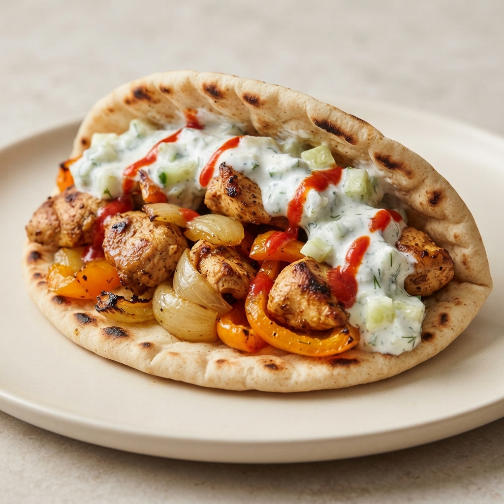Marinated Chicken Gyro Sandwiches with Tzatziki
