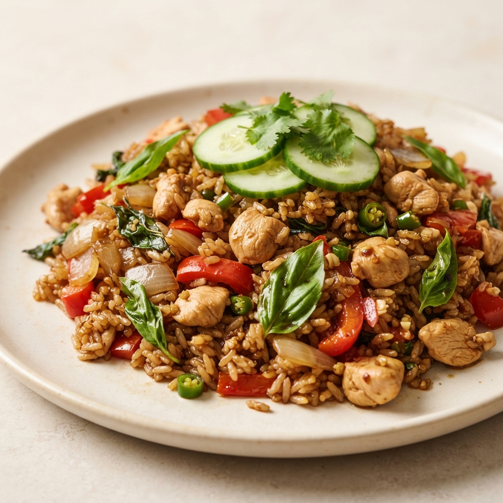 Spicy Thai Basil Chicken Fried Rice