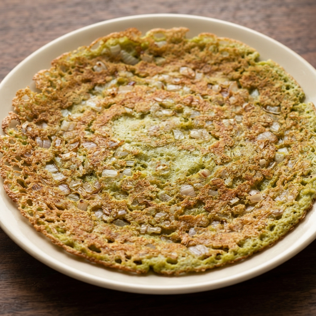 Andhra Green Moong Rice Crêpes (Pesarattu)