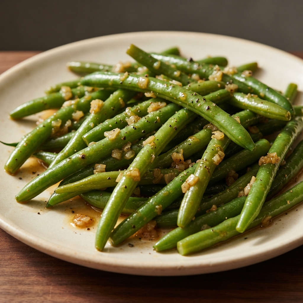Green Beans with Hot Honey and Shallots