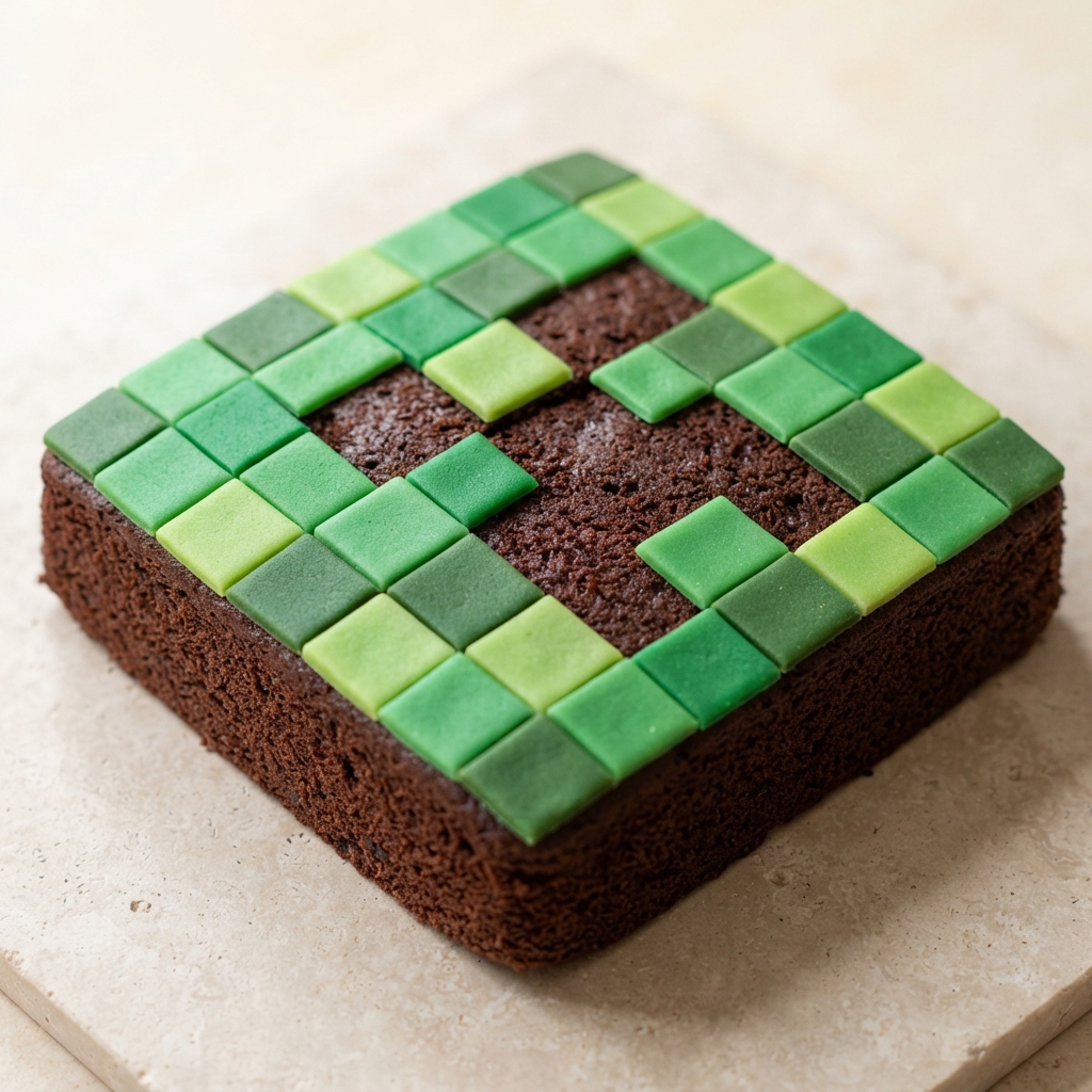 Minecraft Creeper-Themed Chocolate Cake
