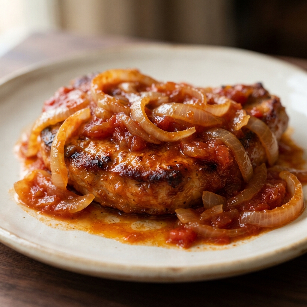 Tomato-Braised Pork Chops with Onions