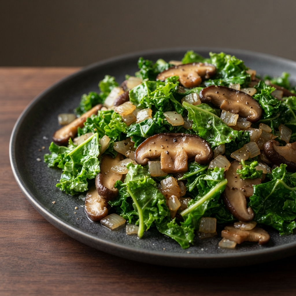 Sautéed Kale with Shiitake Mushrooms