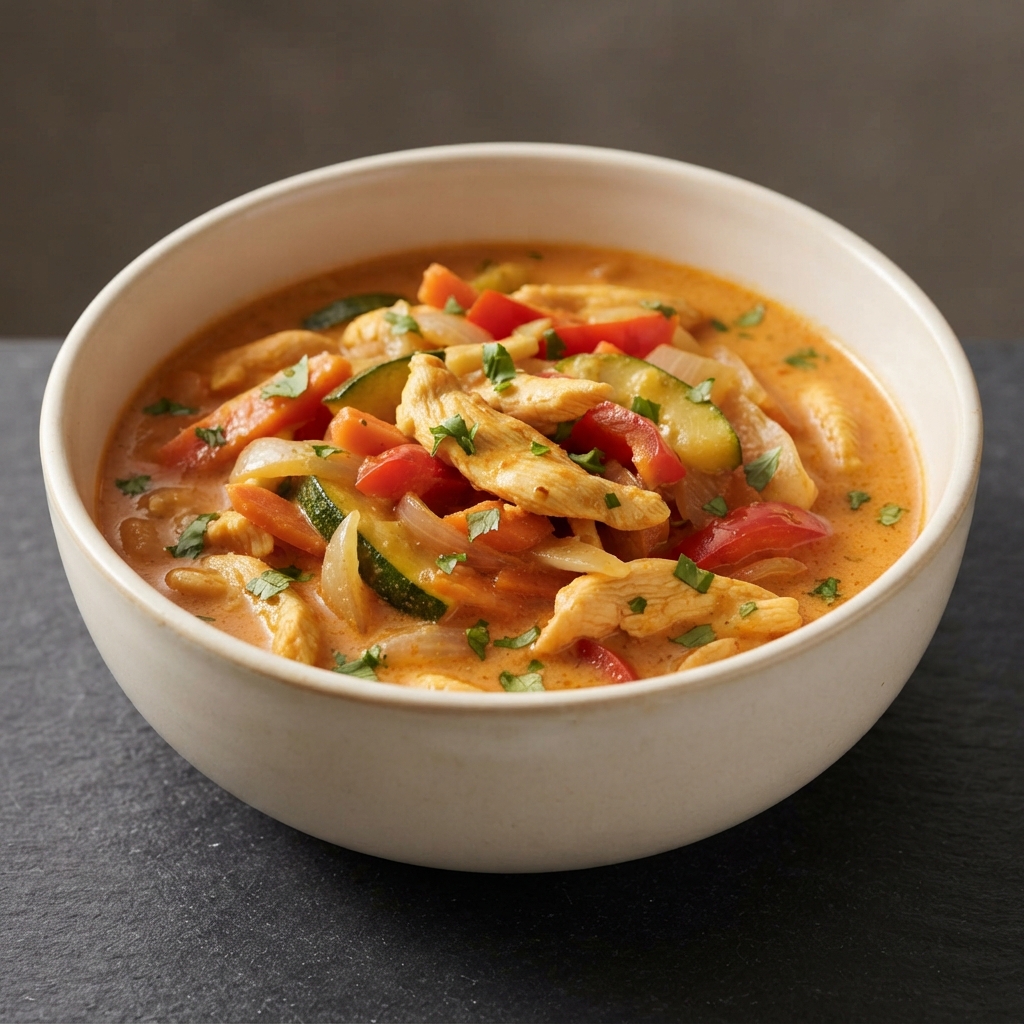 Thai Red Curry Chicken with Coconut Milk and Vegetables