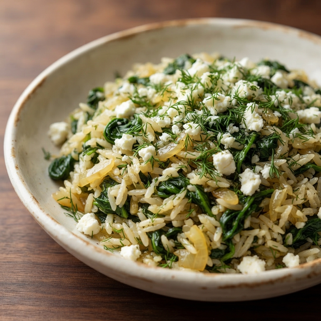 Greek Spinach Rice (Spanakorizo)