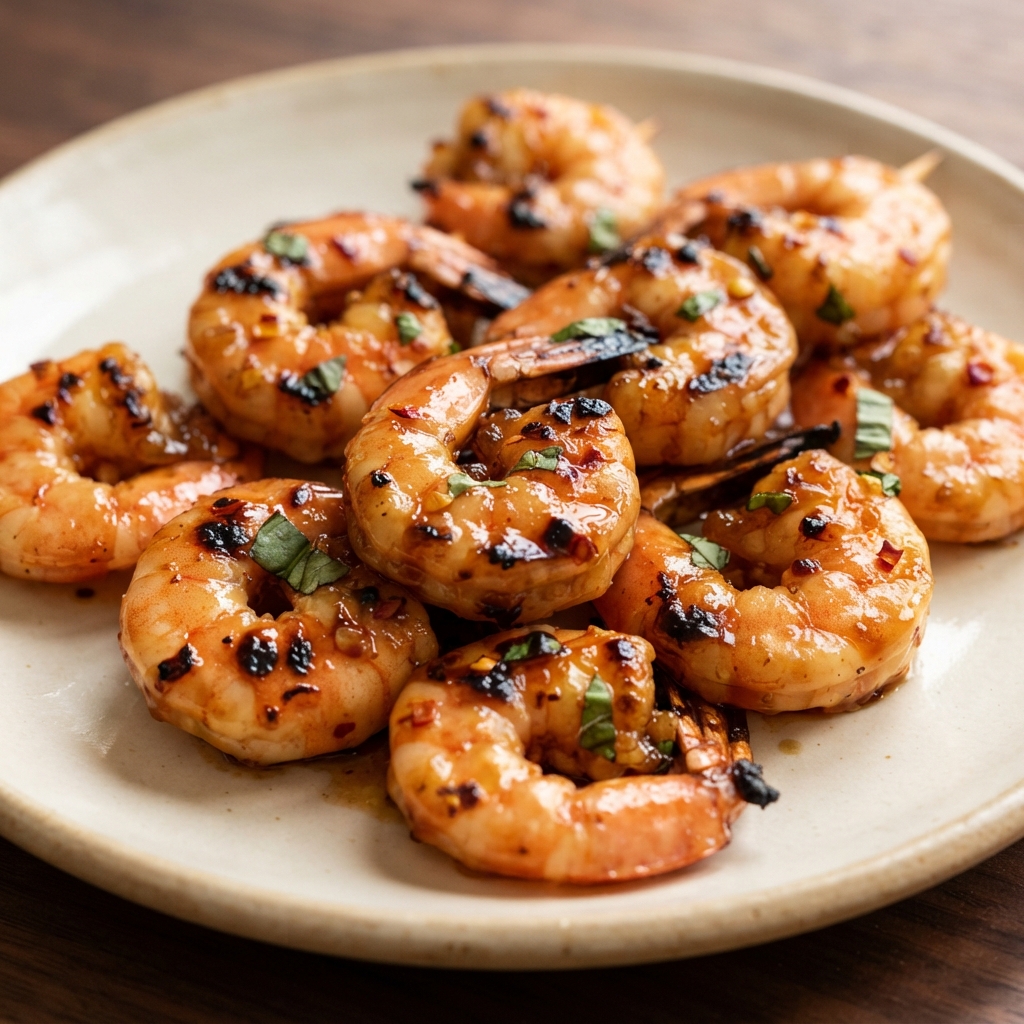 Molasses-Glazed Grilled Shrimp Skewers
