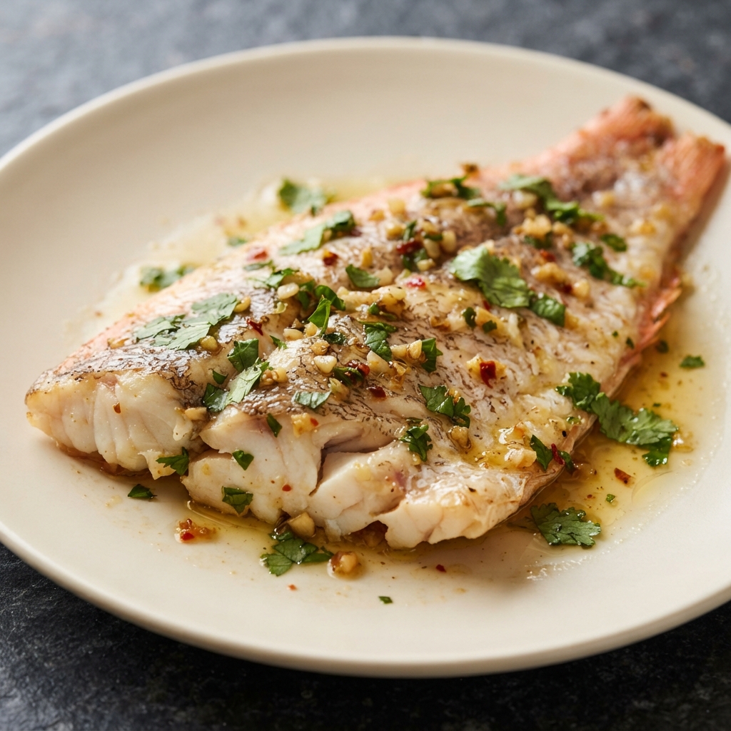 Oven-Baked Red Snapper with Garlic, Lime & Cilantro