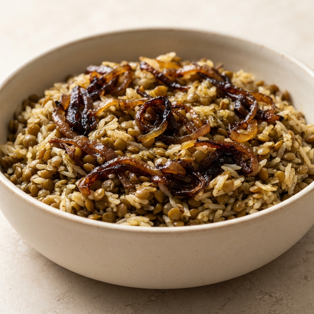 Green Lentils and Rice Assyrian Style
