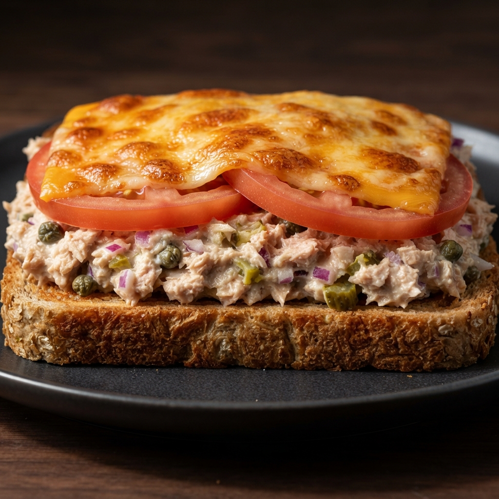 Toasted Open-Face Tuna Melt Sandwich