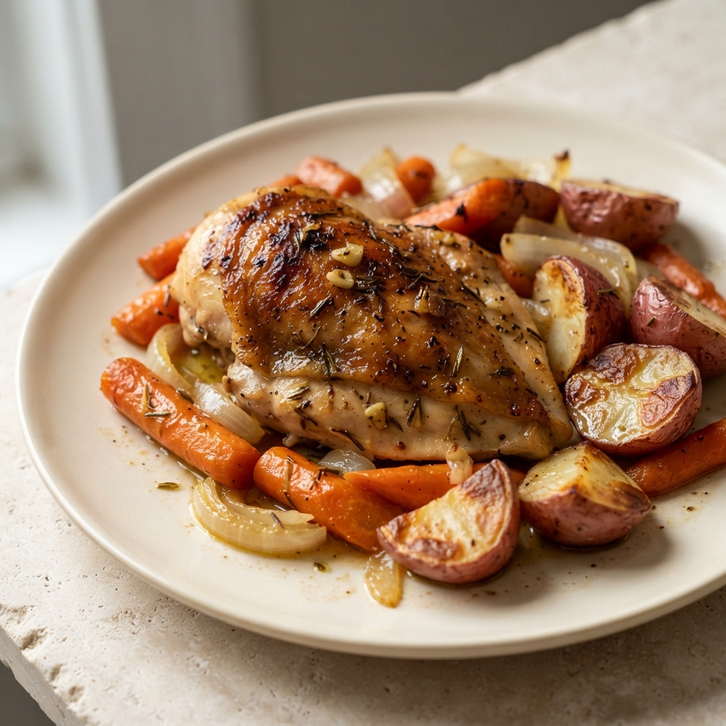 Oven-Roasted Chicken Breasts with Carrots and Red Potatoes