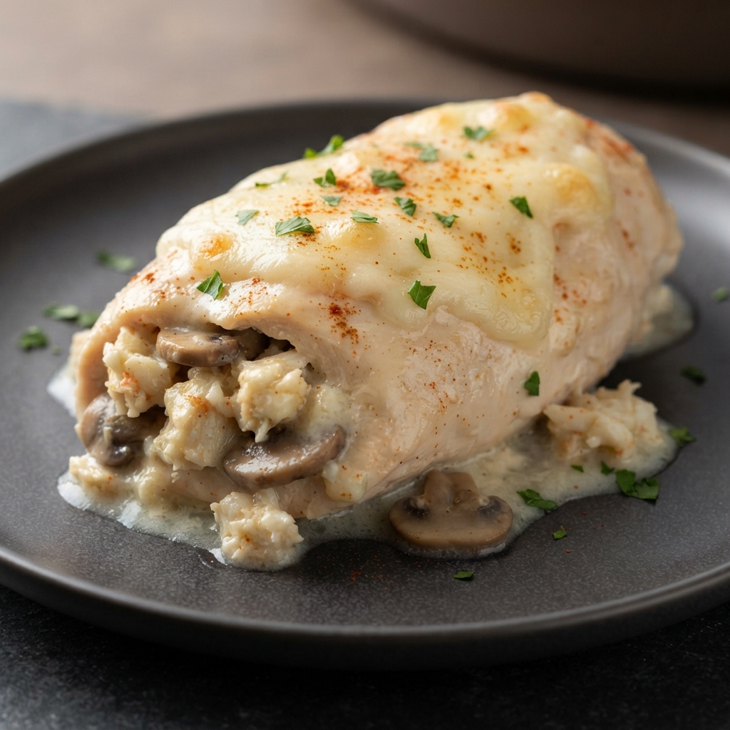 Chicken Breasts Filled with Crab and Mushrooms