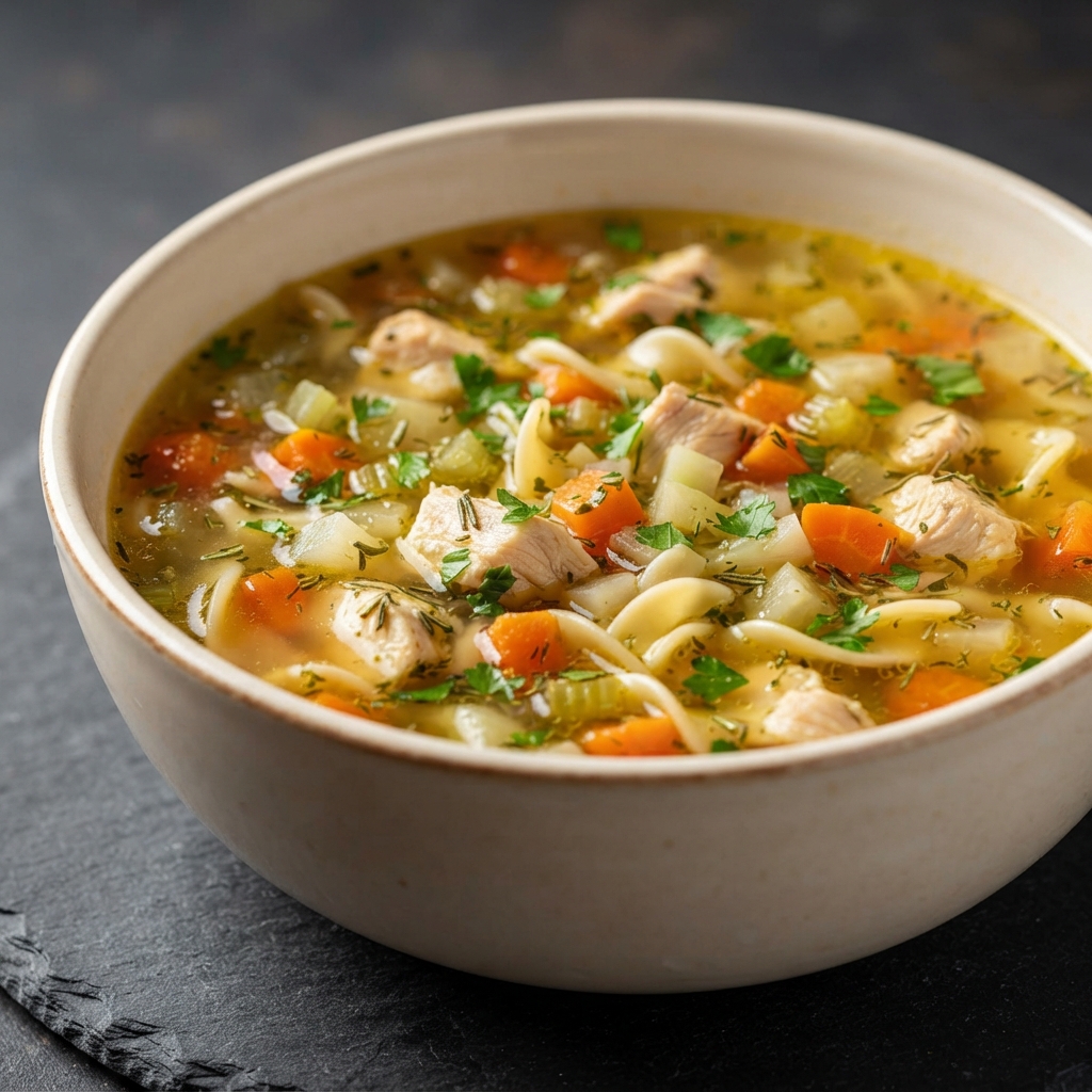 Ginger-Lemon Chicken Noodle Soup for Cold Relief