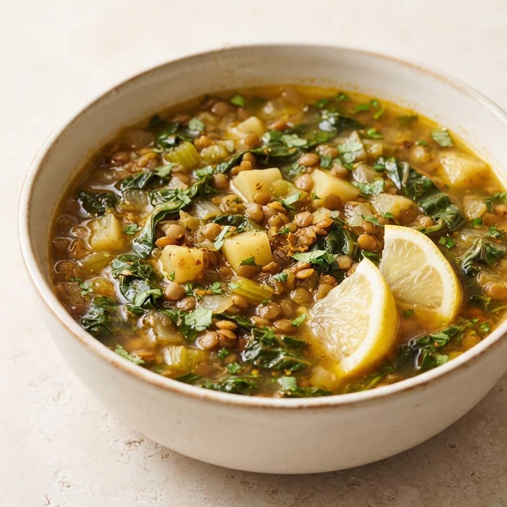 Pressure Cooker Lebanese Lentil & Swiss Chard Soup