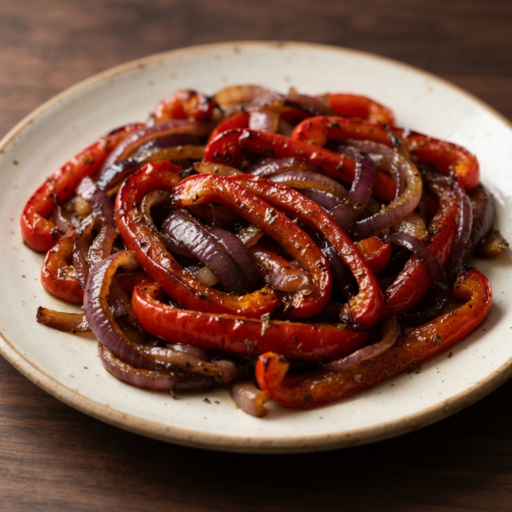 Red Bell Peppers with Caramelized Onions