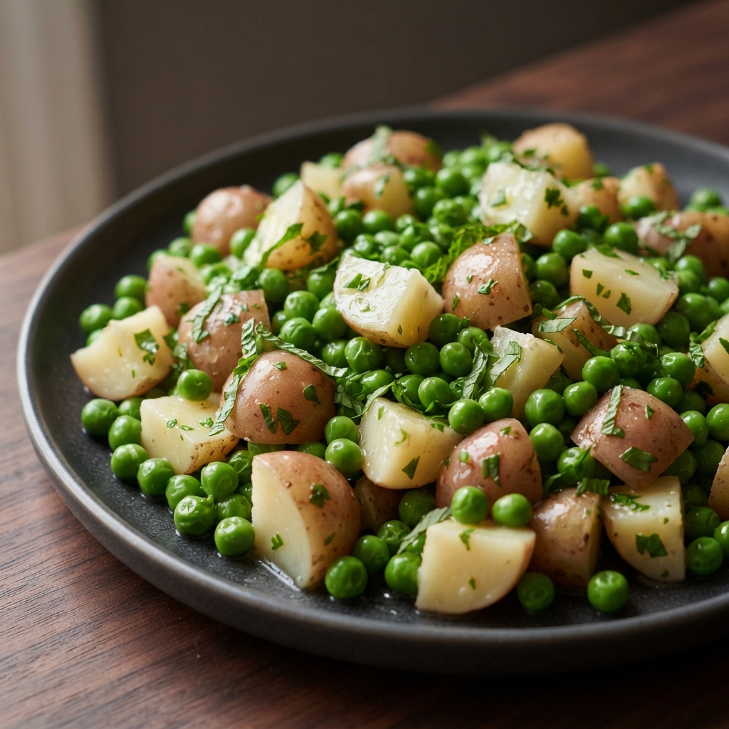 Minted Butter-Glazed Peas and New Potatoes