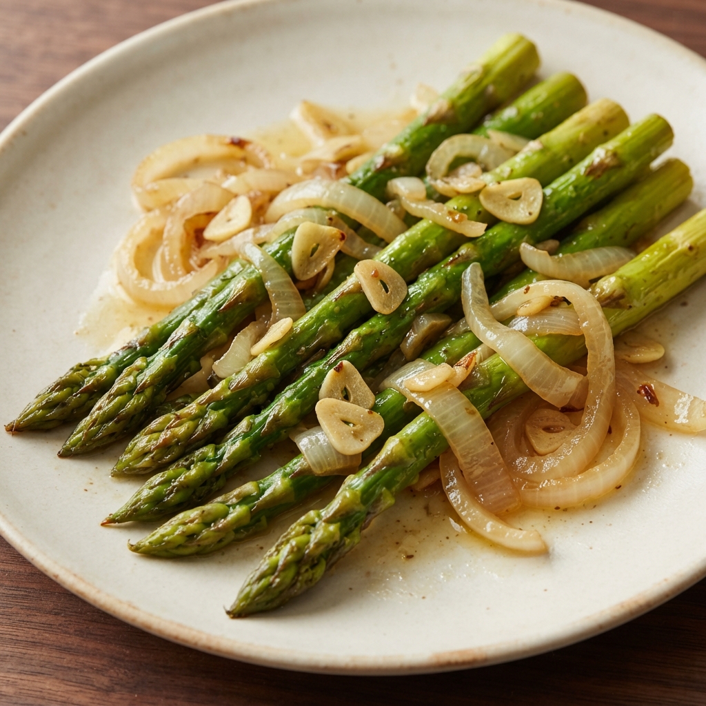 Garlic-Lemon Smoked Asparagus with Sweet Onions