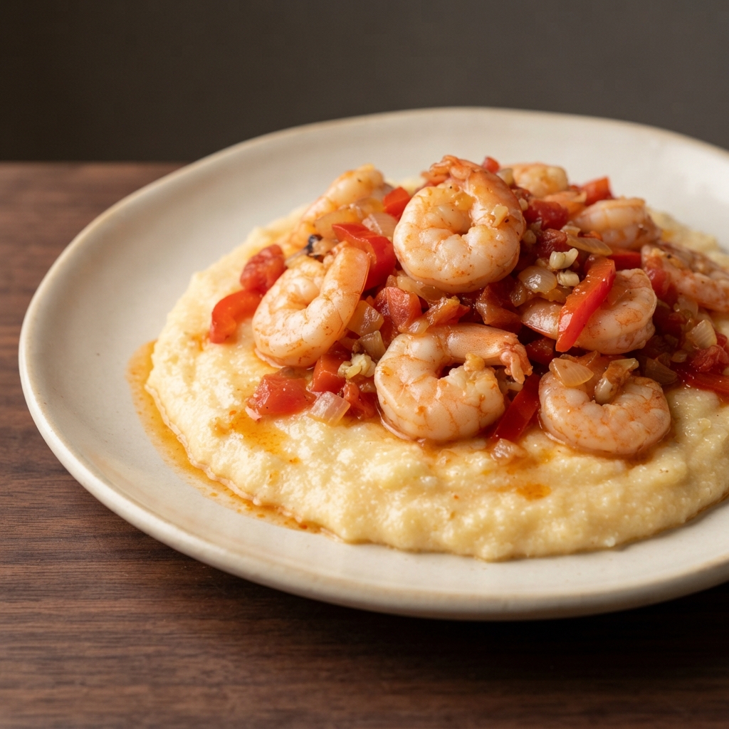 Shrimp Sauté on Creamy Polenta
