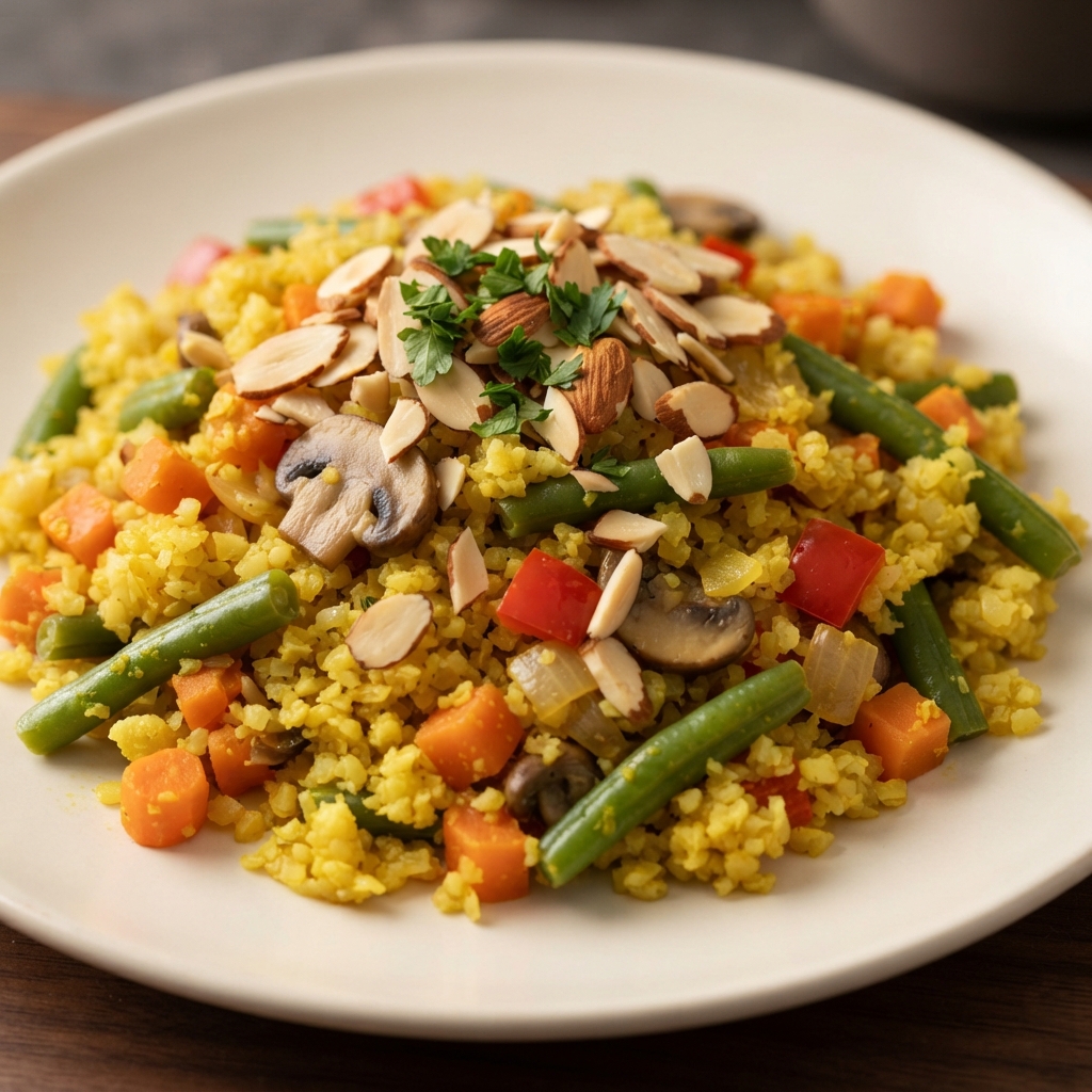 Sunlit Cauliflower Rice with Garden Veggies