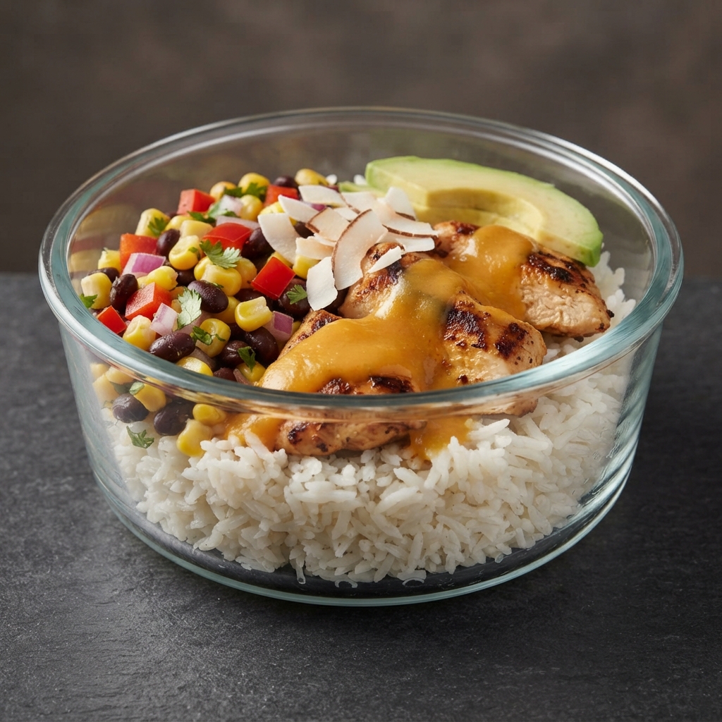 Mango Chicken Prep Bowls with Coconut Rice