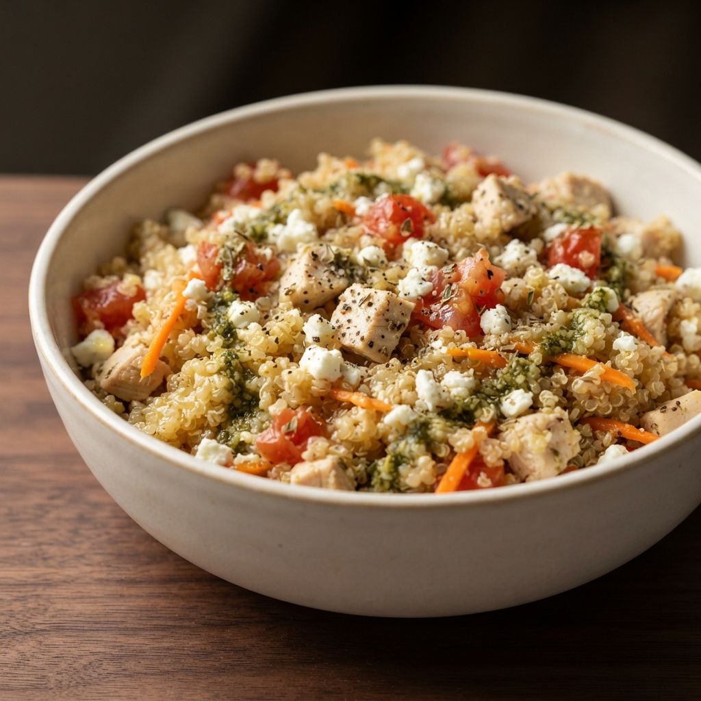 Restaurant-Style Quinoa Power Bowl with Chicken and Feta