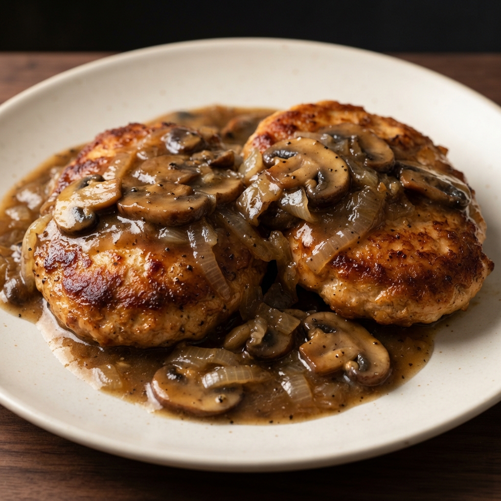 Chicken Salisbury Patties with Mushroom Gravy