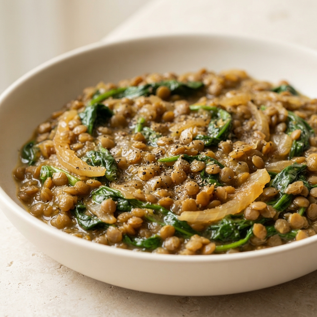 Spinach and Lentil Skillet