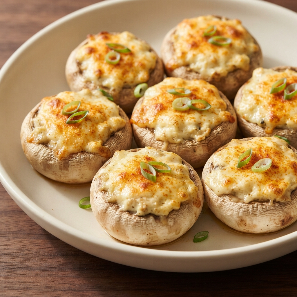 Air-Fried Cheesy Stuffed Mushrooms