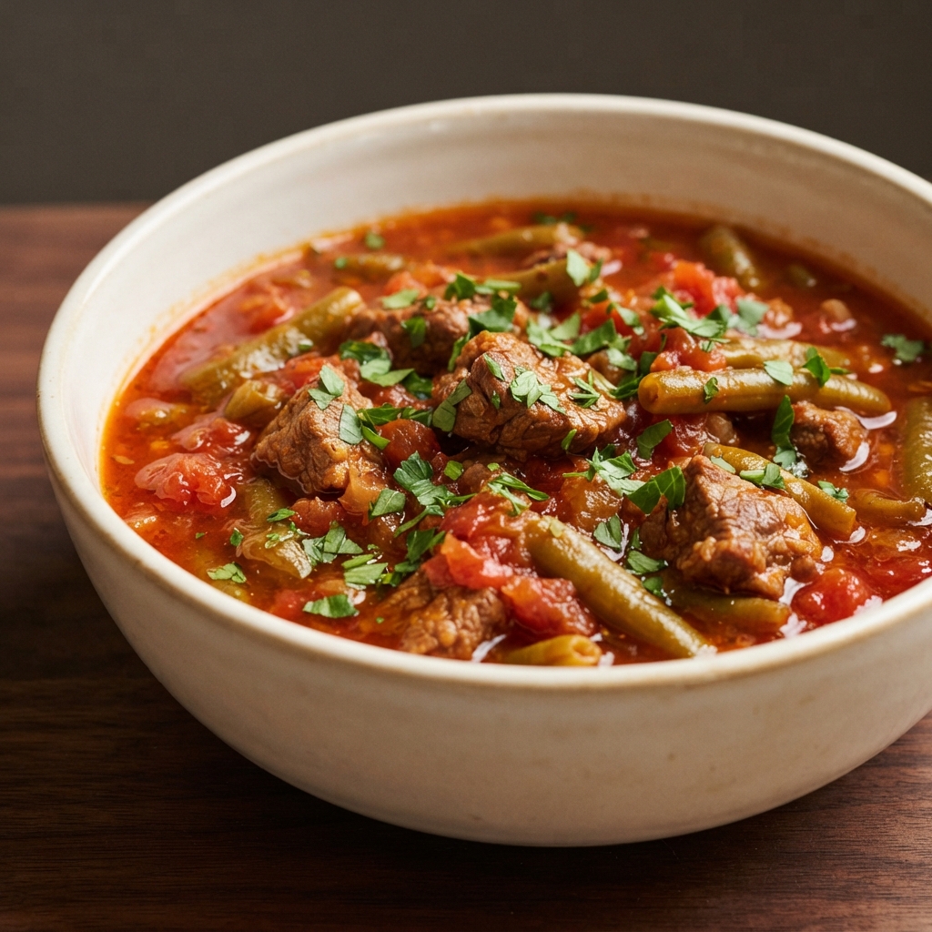 Braised Greek Lamb with Tomatoes and Green Beans
