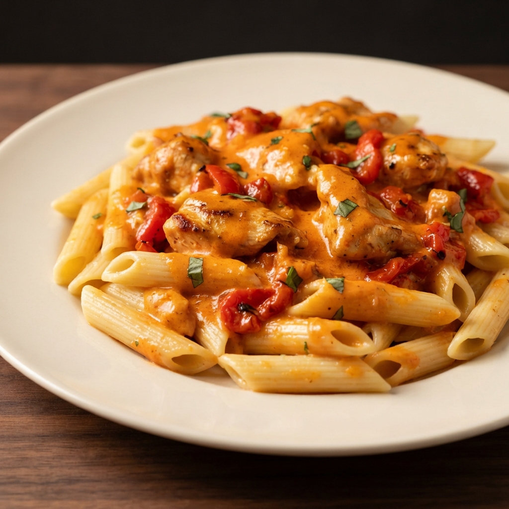 Creamy Chicken Pasta with Sun‑Dried Tomato Pesto