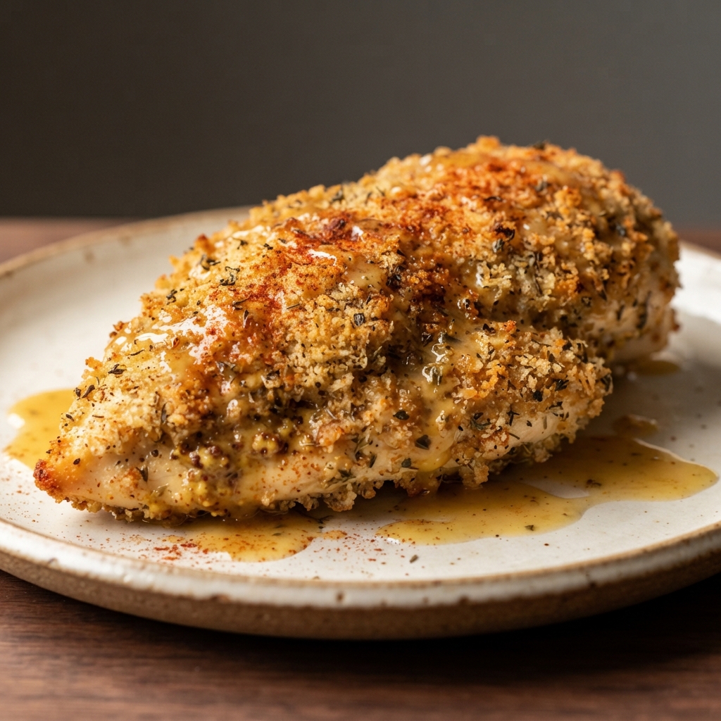 Brown Mustard-Breaded Chicken Bake