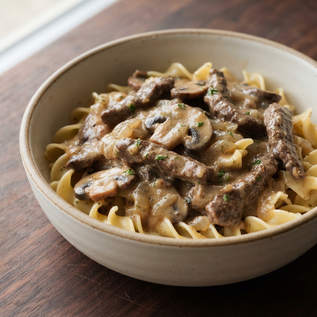 Slow-Cooker Beef Stroganoff with Mushrooms