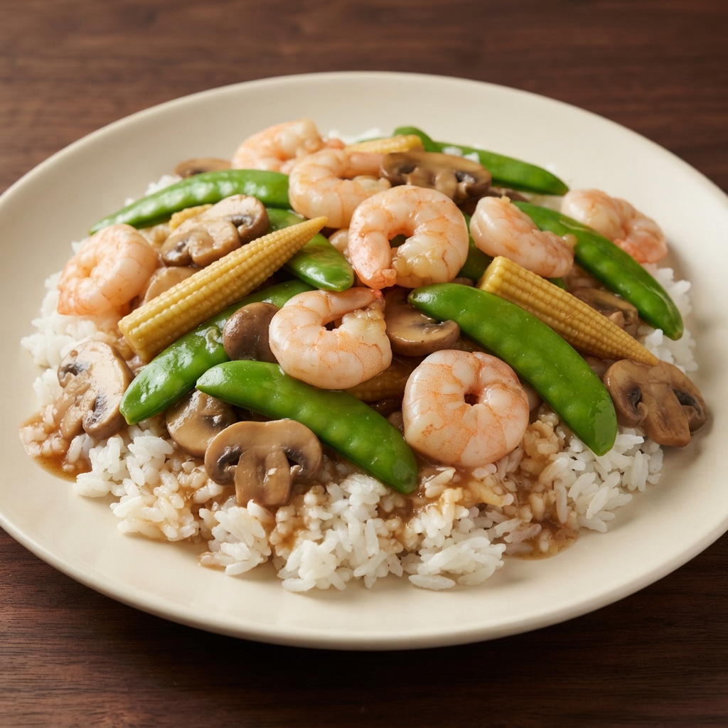 Snap Pea and Baby Corn Shrimp Stir-Fry