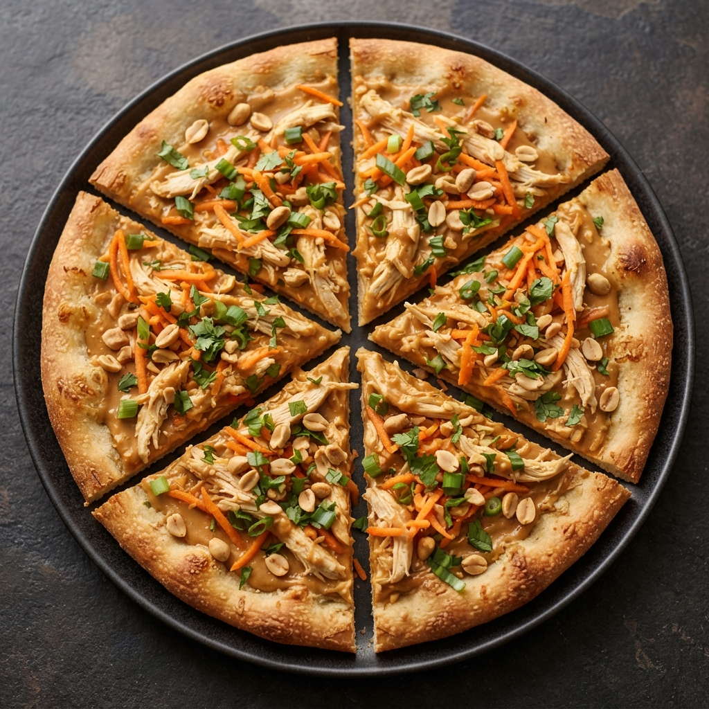 Thai-Style Chicken Pizza with Carrot and Cilantro
