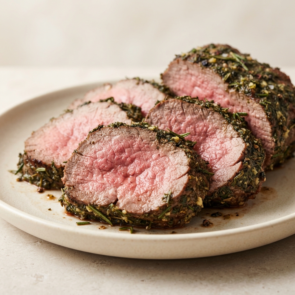 Roasted Beef Tenderloin with Aromatic Herbs and Warm Spices