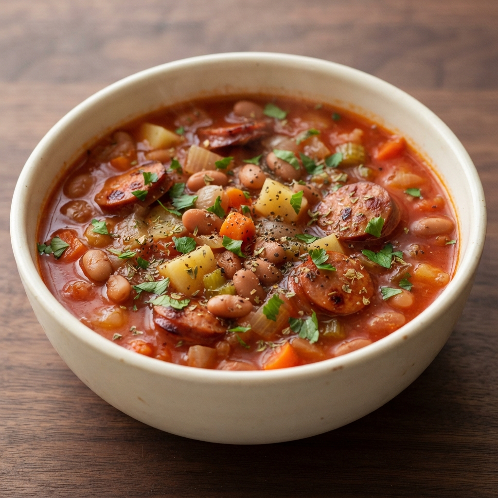 Smoky Sausage and Pinto Bean Soup