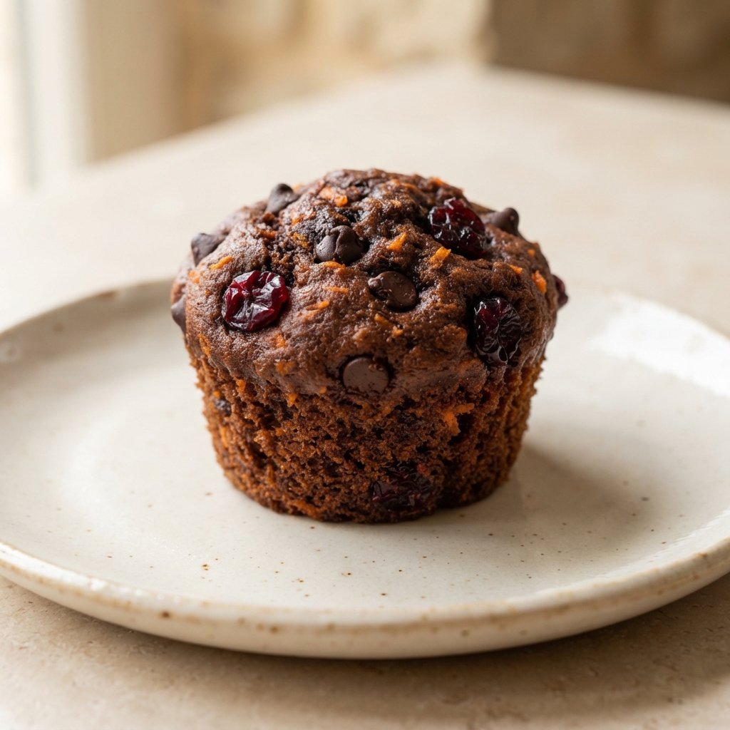 Cocoa-Carrot Cupcakes with Chips and Cranberries