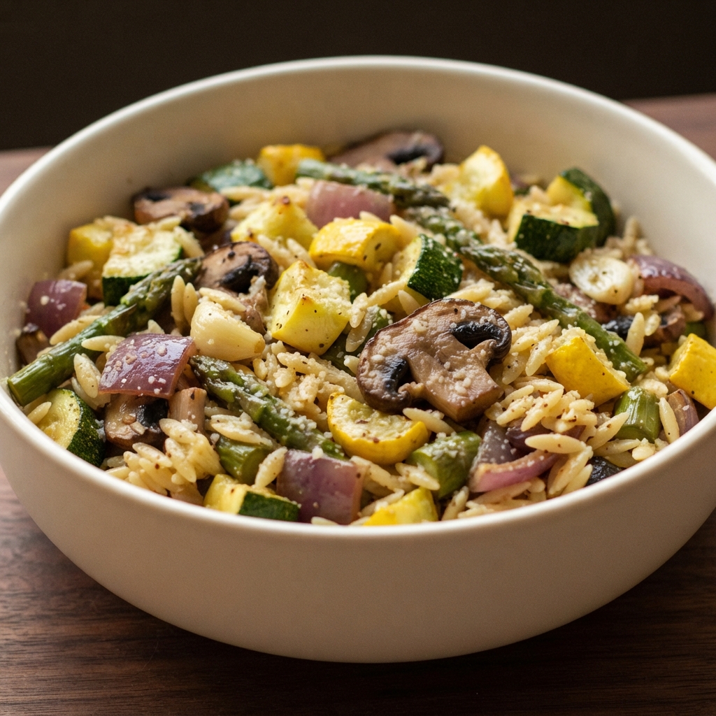 Orzo with Oven-Roasted Vegetables