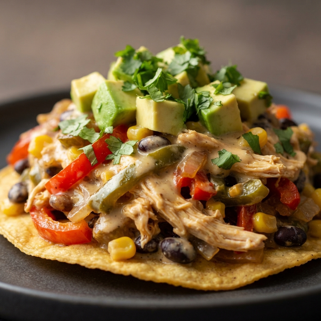 Creamy Chicken Tostada Stack