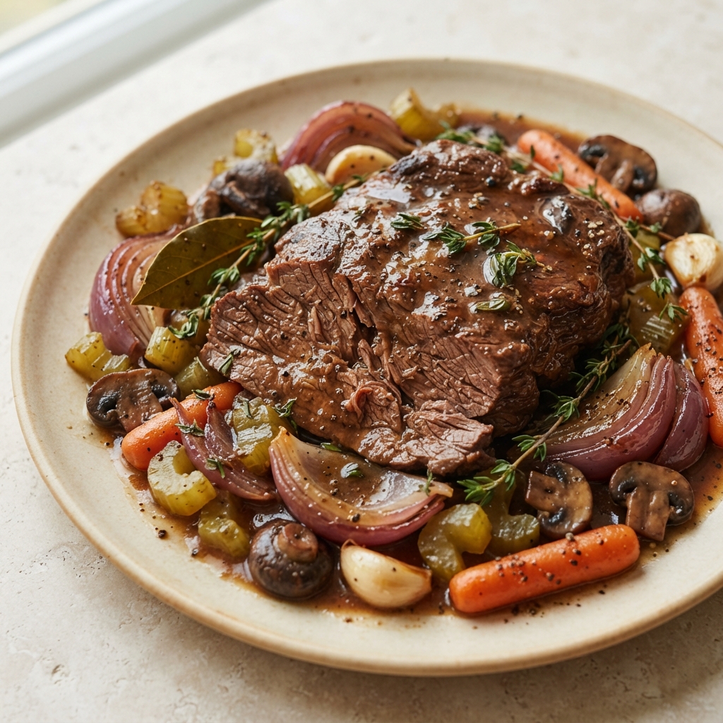 Pressure Cooker Apple Cider Pepper Pot Roast